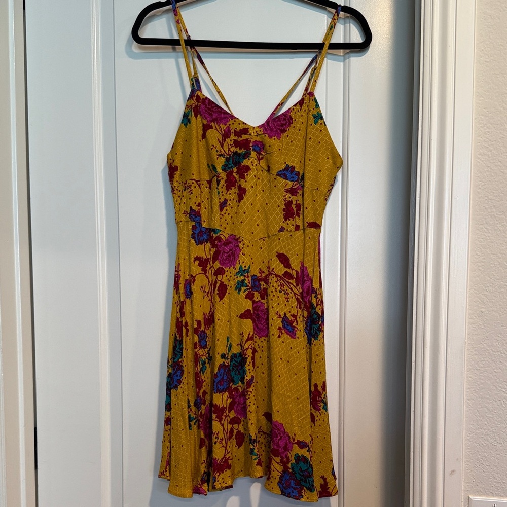 NWOT Free People Yellow Floral Mini Dress